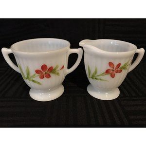 MacBeth Evans Petalwear Florette Footed Creamer & Open Sugar Bowl set Vintage